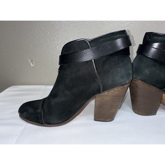 Rag and Bone Harrow Black Suede High Heeled Ankle Boots Straps Sz EU 40 / US 10 - Picture 8 of 14